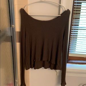 Green Waffle Long Sleeve Shirt